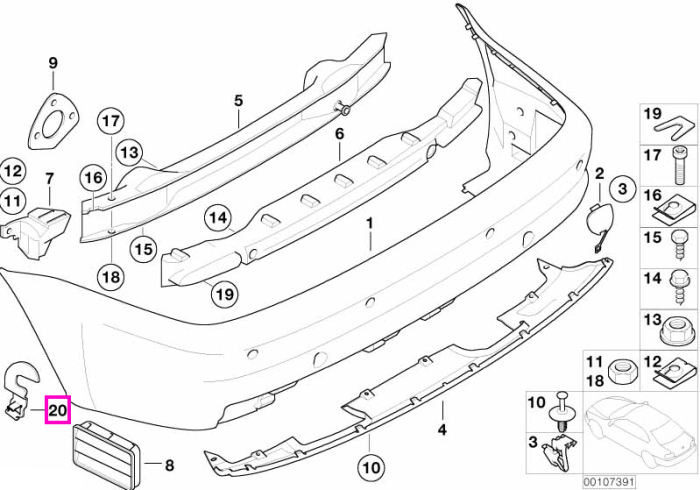 Suport montaj bara protectie spate, stanga - BMW Seria 3 E46