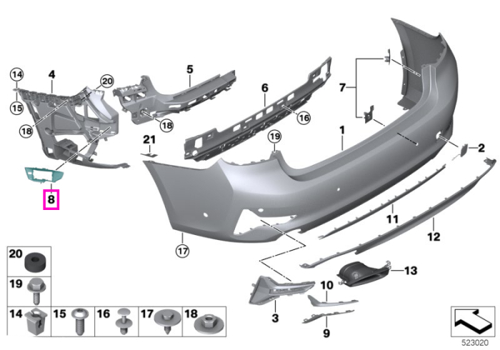 Deflector senzor radar bara spate dreapta (SRR) - BMW Seria 3 G21