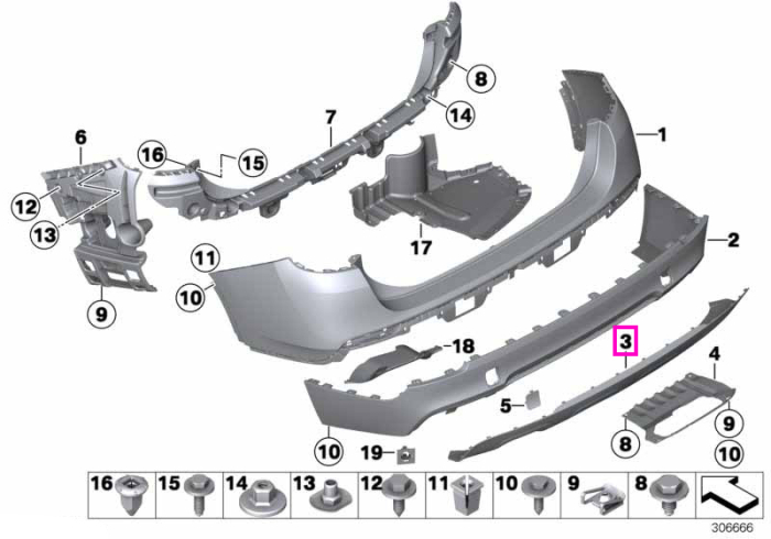 Ornament / difuzor inferior bara protectie spate (M Paket) - BMW X1 E84