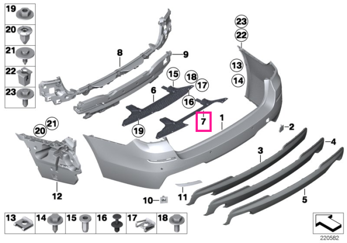 Ghidaj inferior, central, bara protectie spate - BMW Seria 5 F11