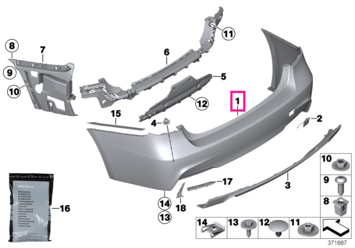 Panel, bumper, primed, rear - BMW