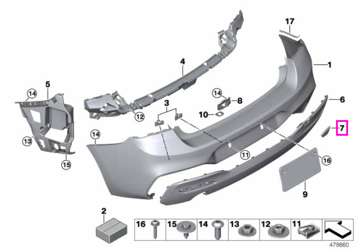 Capac orificiu remorcare spate, M, grunduit - BMW Seria 1 F20 F21 /LCI