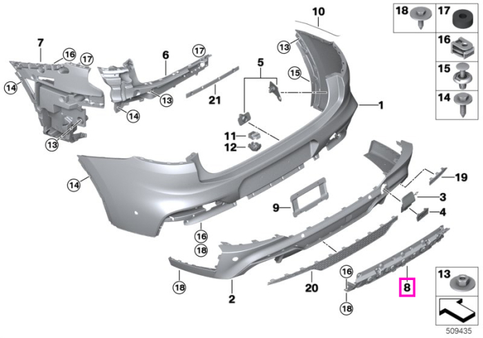 Element inferior de ranforsare, bara protectie spate, M - BMW X4 G02
