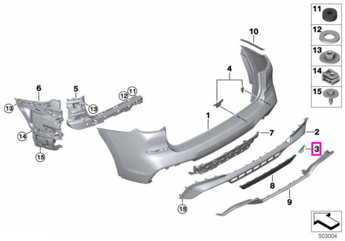 Capac ornamental orificiu inel remorcare, primerizat, bara protectie spate - BMW X3 M F97