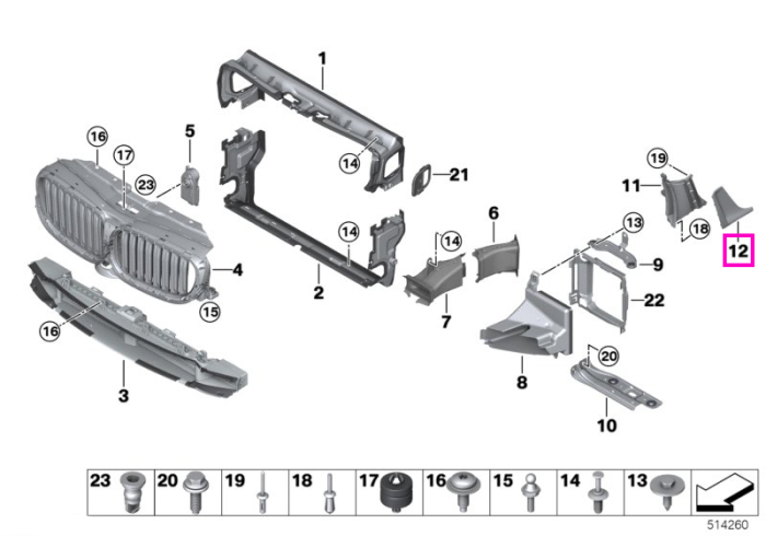 Ornament priza aer aripa fata, stanga, M - BMW Seria 7 G11 G12