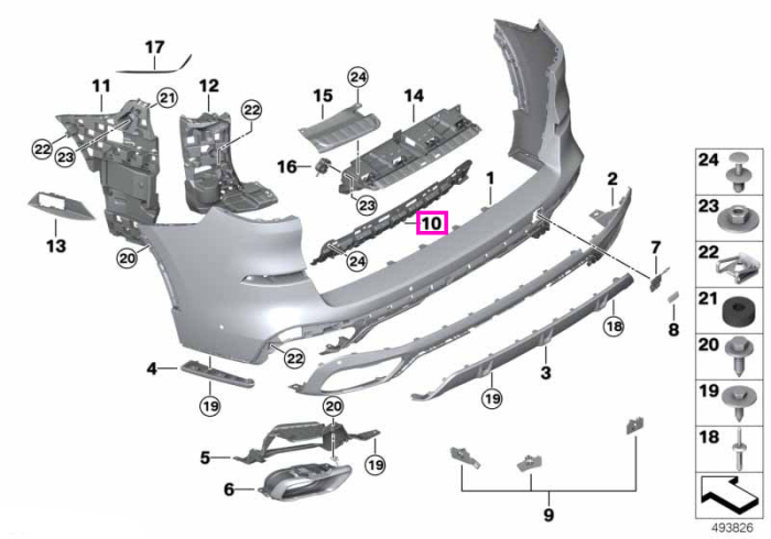 Ranforsare inferioara bara spate, M - BMW X5 G05 M F95, X5L G18, X6 G06 M F96