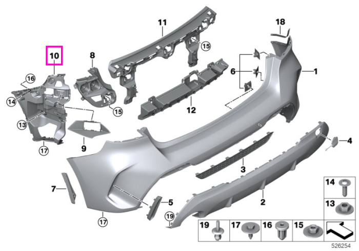 Ghidaj suport bara spate, lateral, dreapta, M - BMW Seria 1 F40
