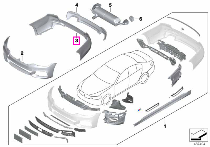 Bara de protectie spate, primerizata, M - BMW Seria 5 G30 F90 M5