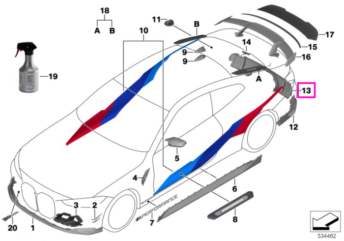 Difuzor/Ornament inferior bara spate, carbon, M Performance (CFK) - BMW Seria 3 G80M3 G81M3, Seria 4 G82M4 G83M4