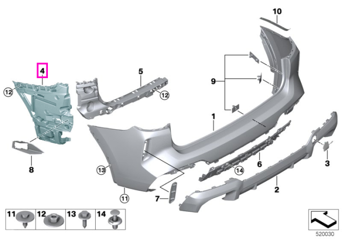 Suport lateral spate dreapta, bara protectie spate - BMW X3 G01 M F97