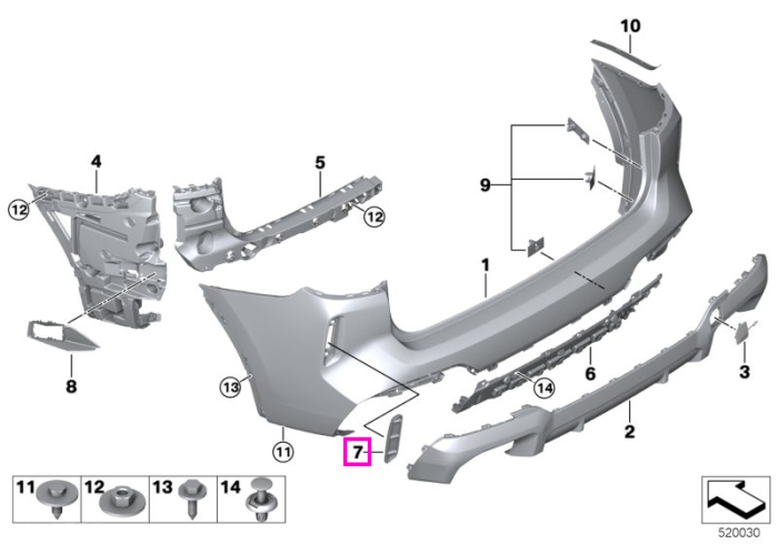 Capac/Ornament lateral dreapta, bara spate - BMW iX3 G08, X3 G01 F97 M