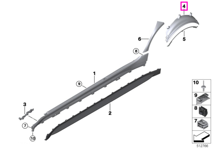 Ornament pasaj roata spate dreapta - BMW Seria 3 G80 G81 M3 - tip motor S58