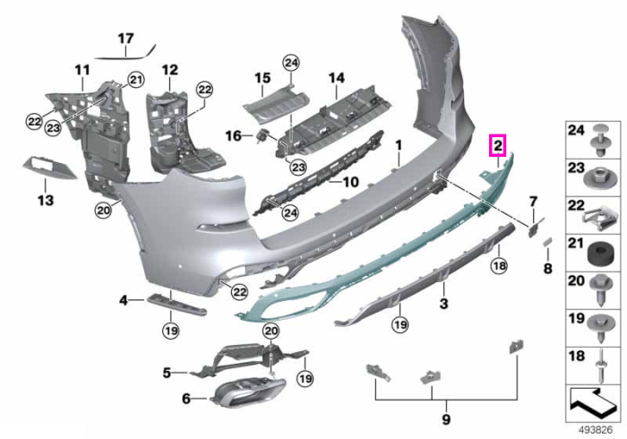 Spoiler inferior bara protectie spate, M - BMW X5 G05