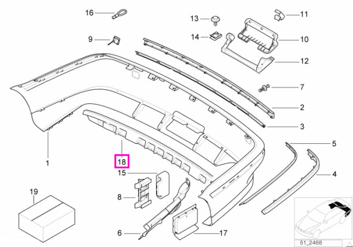 Insert bara protectie spate - BMW Seria 5 E39