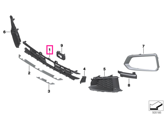 Grila fata inferioara, centrala, X-Line, FRR/MRR - BMW X6 G06