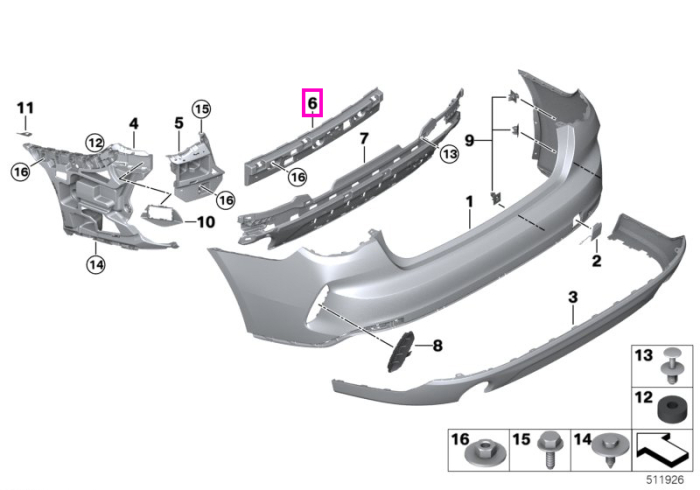 Suport central bara protectie spate - BMW Seria 4 G26, i4 G26