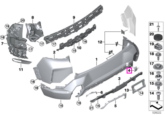 Capac inel remorcare bara spate, negru lucios - BMW XM G09