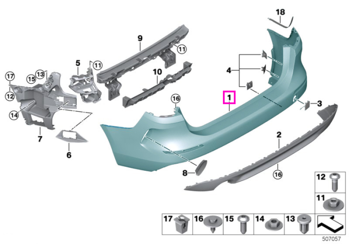 Bara protectie spate, primerizata, PDC/PMA - BMW Seria 2 F44 Gran Coupe