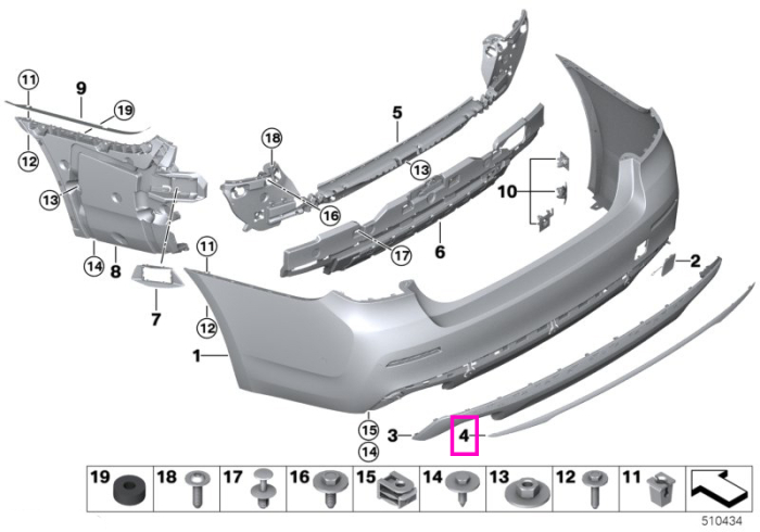 Ornament cromat bara spate (Luxury Line) - BMW Seria 5 G30LCI G31LCI