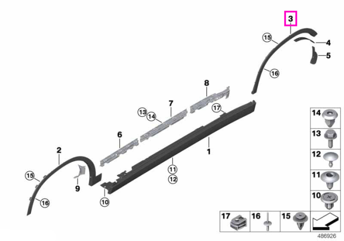 Ornament pasaj roata spate, dreapta - BMW X2 F39