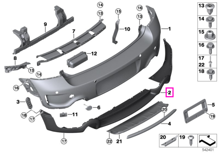 Spoiler central inferior bara spate - Mini Countryman R60