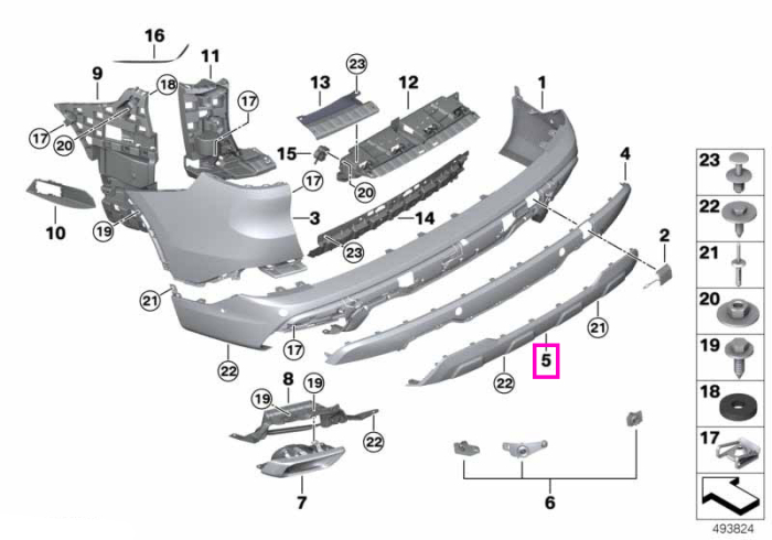 Ornament/Protectie inferioara, bara protectie spate, X-Line - BMW X5 G05