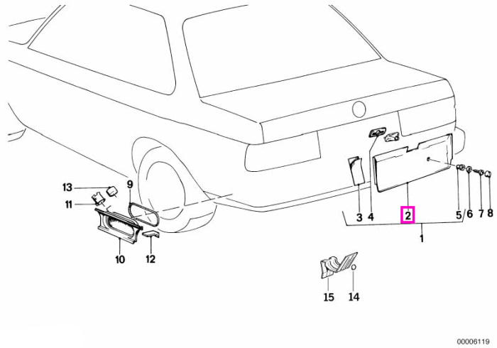 Suport placuta inmatriculare spate - BMW Seria 3 E30
