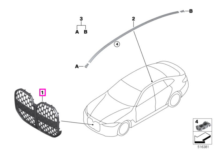 Grila radiator (MPA/FRR/I-CAM) - BMW Seria 4 G26