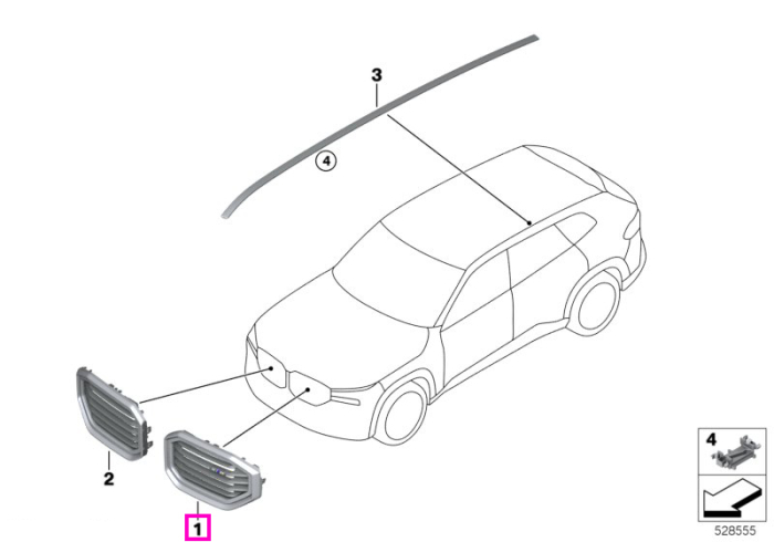 Grila frontala radiator, stanga, Shadow Line (negru lucios) - BMW XM G09 50e