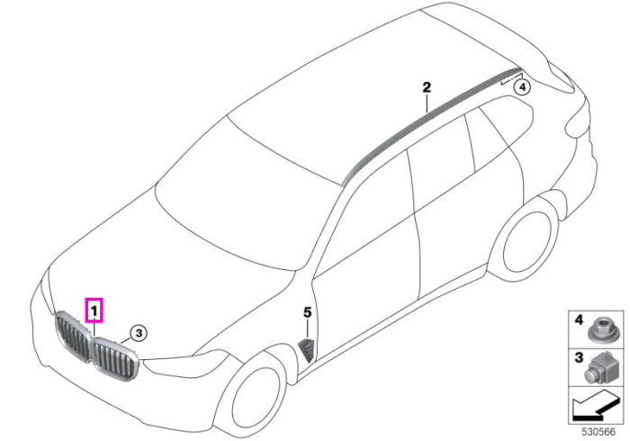 Grila ornamentala radiator - BMW X5 G05 LCI, X5L G18 LCI