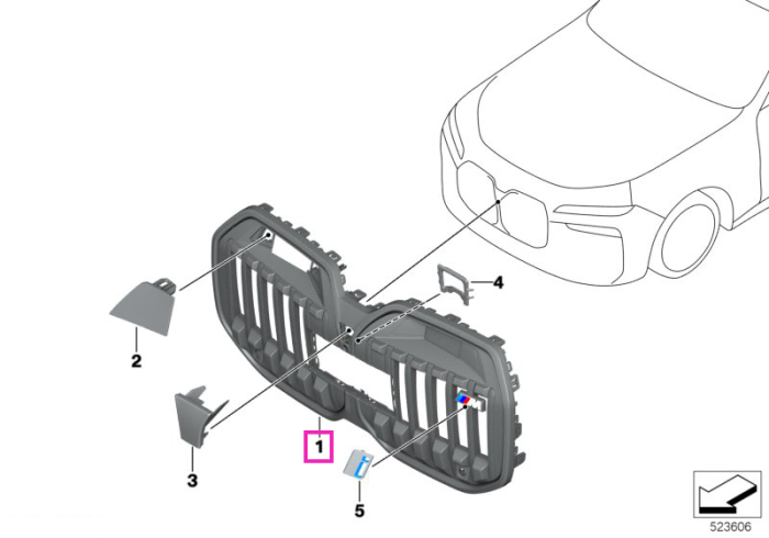 Grila ornamentala frontala, Shadowline/MPA - BMW Seria 7 G70