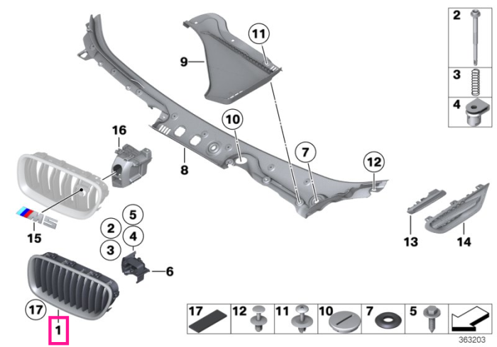 Grila fata, stanga - BMW Seria 5 F10 F11 F18