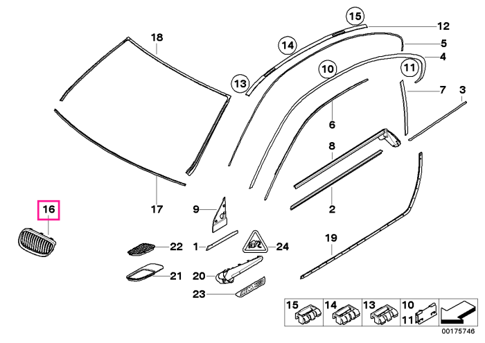 Grila ornamentala frontala, cadru cromat, stanga - BMW Seria 3 E92 E93