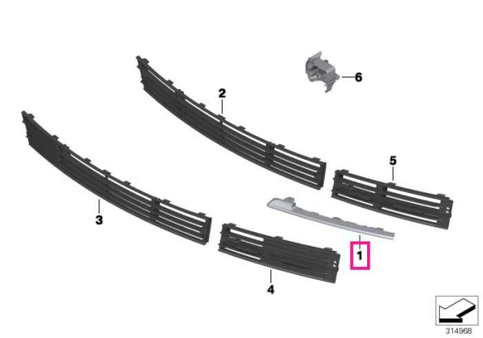 Ornament cromat bara fata, dreapta - BMW Seria 7 F01 F02	