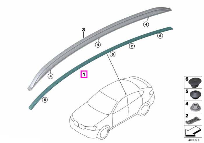 Ornament exterior plafon, lateral dreapta - BMW X4 F26