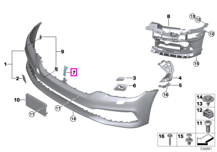 Ornament frontal, bara protectie fata, fara suport I-Cam - BMW Seria 5 G30 G31 G38 F90 M5