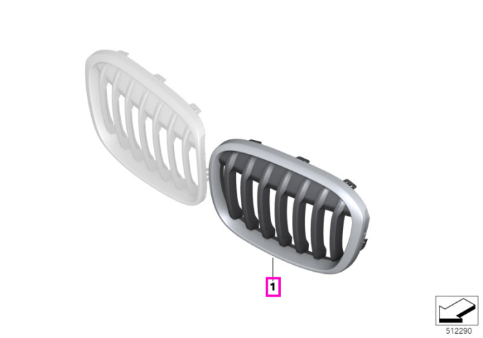 Grila ornamentala radiator, dreapta, Basis - BMW X1 F48