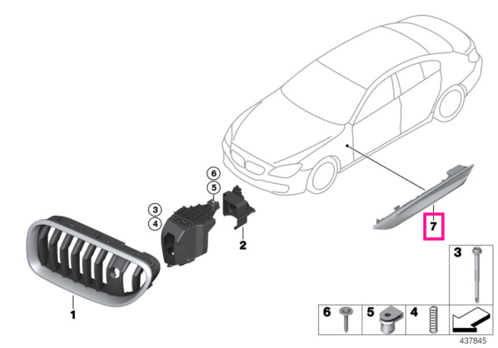Ornament lateral, aripa fata, dreapta - BMW Seria 6 F06 F12 F13