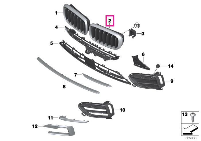 Grila ornamentala, superioara, stanga - BMW X6 F16