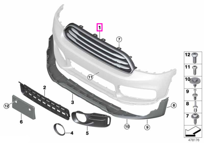 Grila ornamentala frontala, capota motor, Cooper S - Mini Countryman F60