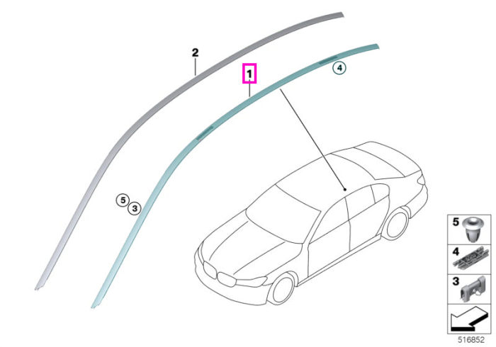 Bagheta ornamentala plafon, primerizata, cu sistem prindere, stanga - BMW Seria 7 G12
