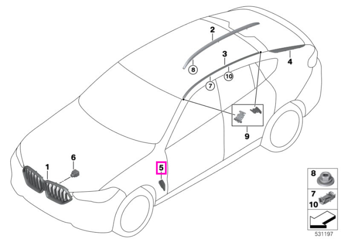 Ornament canal aer aripa fata, dreapta - BMW X5 G05
