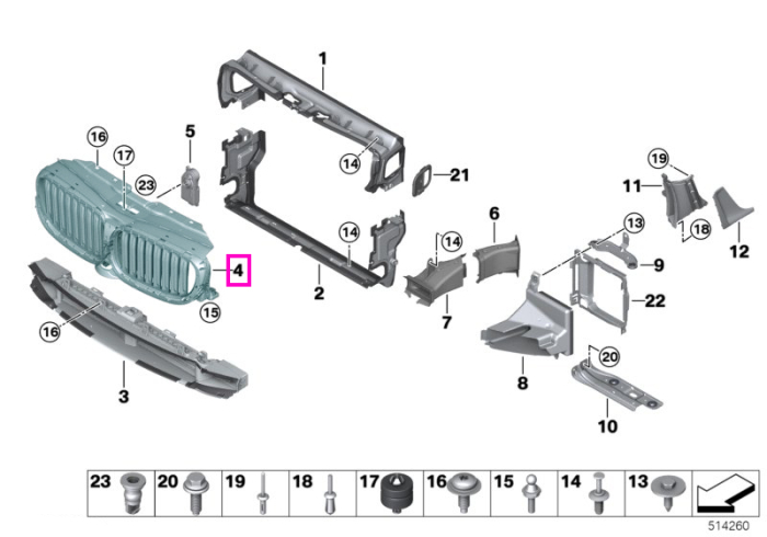 Canal aer superior, frontal, cu clapete - BMW Seria 5 G30 G31 G38