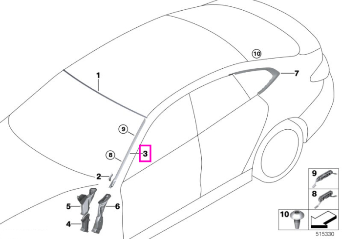 Ornament/Garnitura etansare parbriz, stanga - BMW Seria 4 G26 Gran Coupe, i4 G26 Gran Coupe