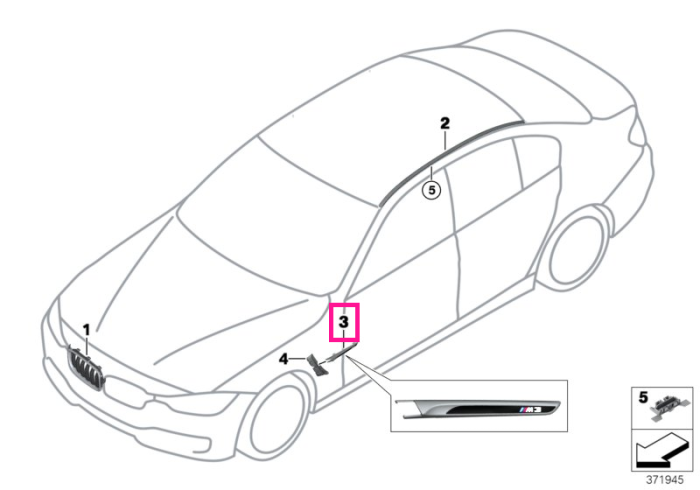 Bandou aripa fata, stanga, M3 - BMW Seria 3 F80 M3