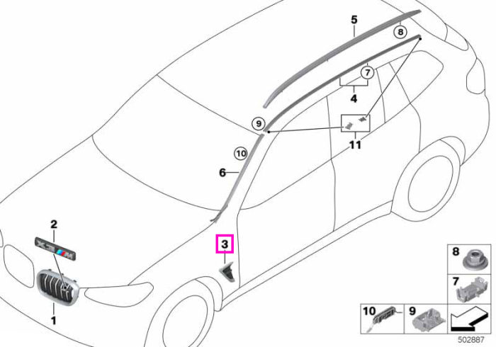 Ornament canal aer aripa fata stanga "X3 M" - BMW X3 M F97