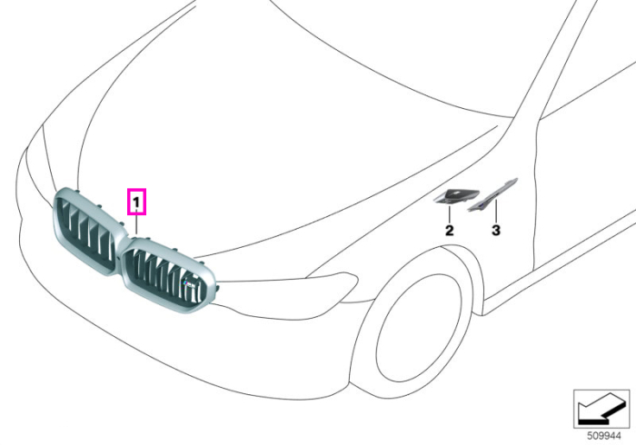 Grila fata, preechipata ICAM - BMW Seria 5 F90 M5 LCI (tip motor S63M)