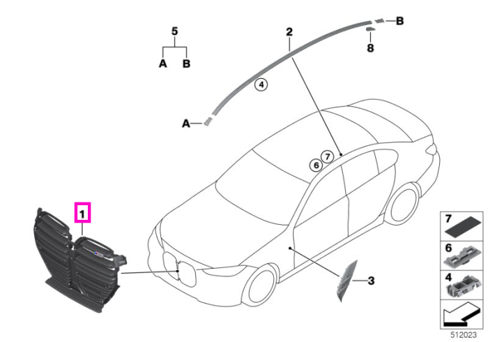 Grila frontala BMW G80 M3 CS - Negru lucios