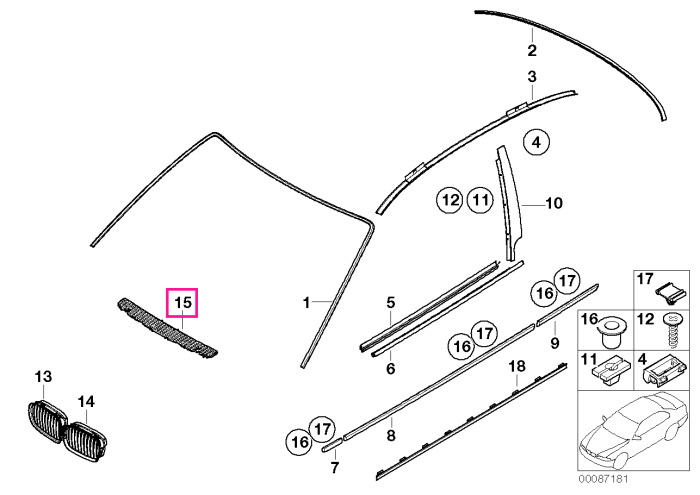 Grila aerisire capota motor - BMW Seria 3 E46