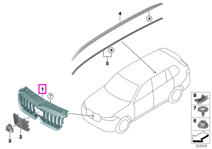 Grila radiator fata, X-Line - BMW X1L U12, X1 U11